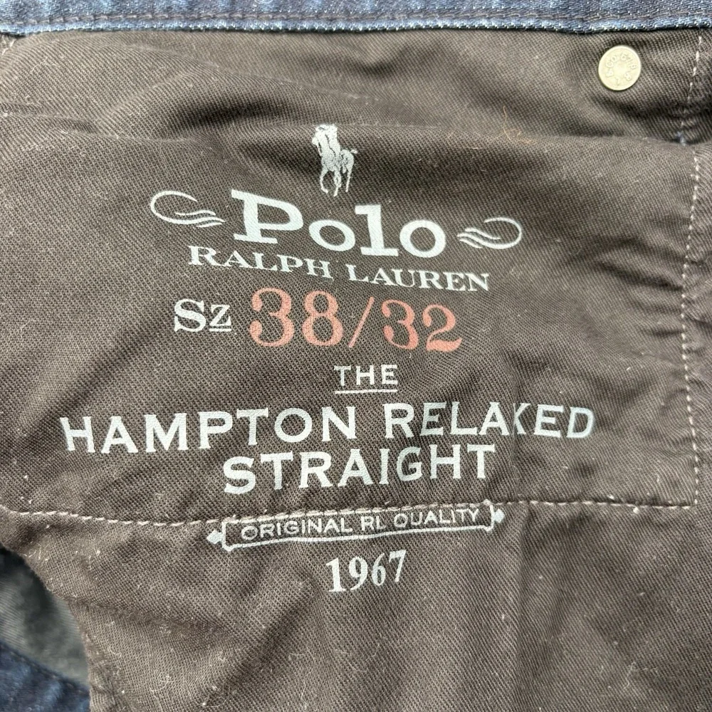 Polo Ralph Lauren Hampton Relaxed Straight Jeans Mens 38x32 Dark Wash Denim